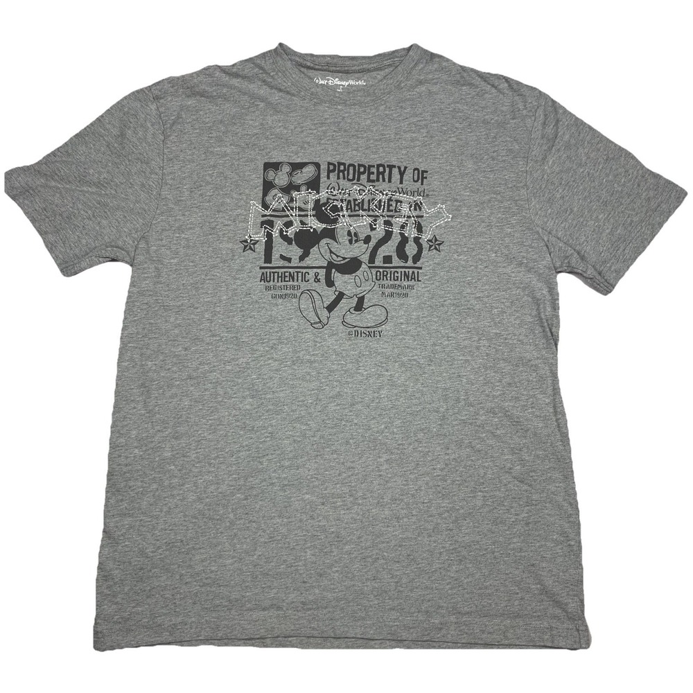 Disney Mickey Mouse T Shirt Mens M Gray Walt Disney World Graphic Tee